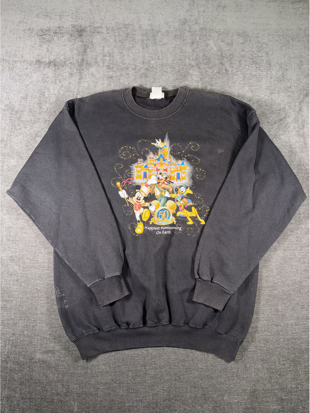 Vintage Disneyland 50th Anniversary Black Crewneck Sweatshirt